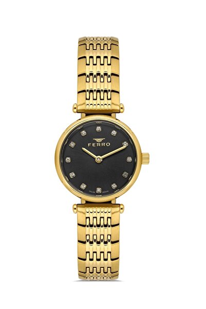 FERRO ساعة يد نسائية بسوار فولاذي أصفر FL43020A-B2 مقاومة للماء 3ATM ضمان لمدة عامين مع عبوة هدية