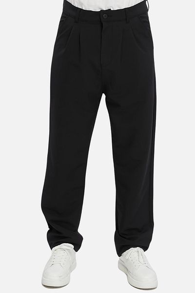 CEDY DENIM Ανδρικό ψηλόμεσο πλισέ φαρδύ παντελόνι Chino υψηλής ποιότητας C358-μαύρο