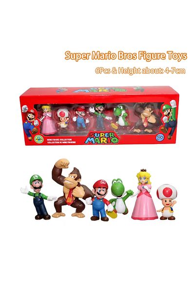 Choice With Box 6pcs/set 4-7cm Super Mario Bros Pvc Action Figure Toys Dolls Model Set Luigi Yoshi Donke