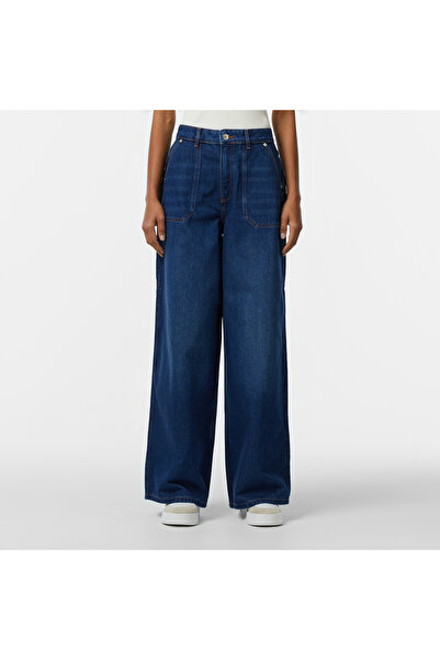 Lacoste Kadın Wide Fit Mavi Jean Pantolon