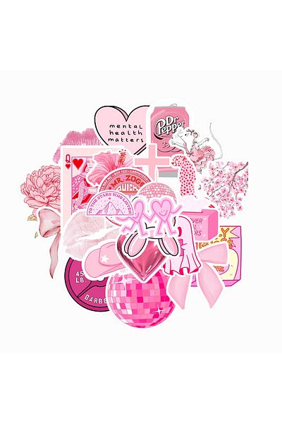dadi ramba Pink Color Sticker Pack - Bullet Journal - Agenda - Laptop Label Sticker