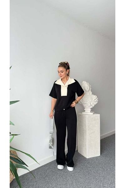 QİMYA BUTİK Keyymod Women's Modal Textured Loose Wide Leg Double Set