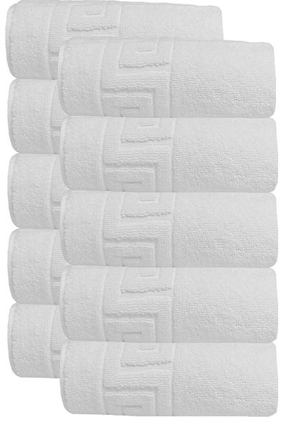 Mira Home 10 Pcs Hotel Foot Towel Curled Footprint 50X70 cm White 20/2 Ring 250 Gr