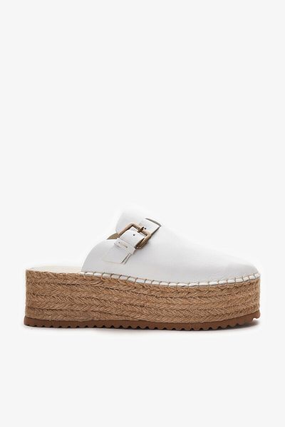 Louis Cardy Γυναικείες παντόφλες Espadrille Elira White από γνήσιο δέρμα