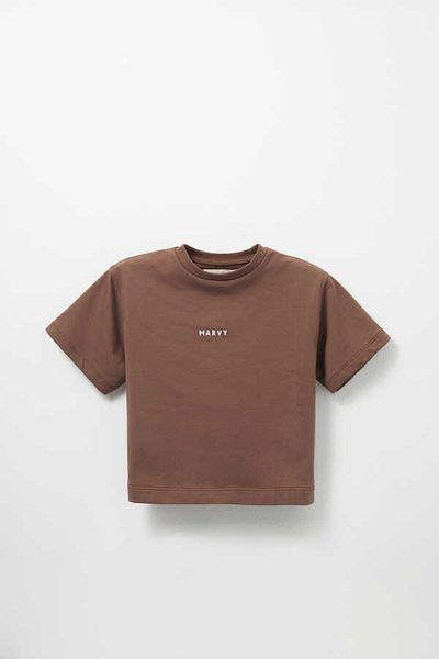 Marvy Brown Embroidery Detailed Oversize Tshirt