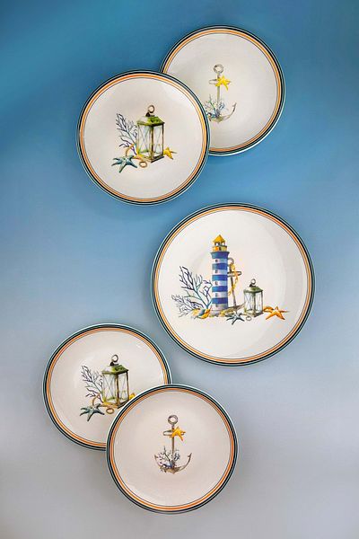 Bursa Porselen Dekor Marine 5 Piece Porcelain Cake Set