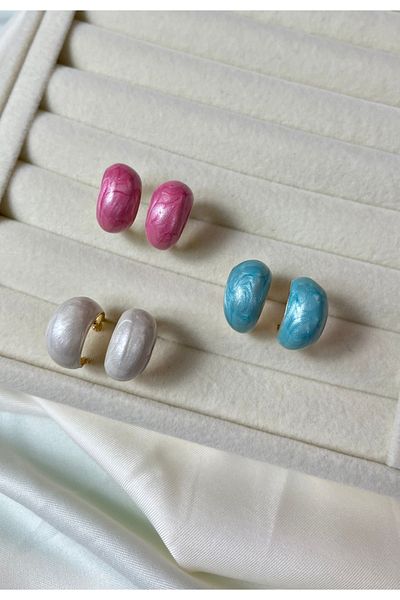 Orvix Accessories Tarnish stainless steel white chubby hoop women summer earrings gift earrings evening dress earrings mother earrings
