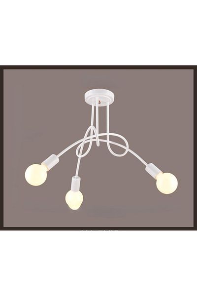 JOYINLED No Bulb 3W Retro Chandelier Wrought Iron LED Ceiling Lamp Black and White E27 Light Living Room Mode