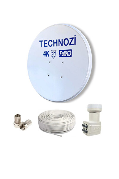 technozi Millenium Yeni Nesil 80 Cm Çanak Anten Dörtlü Lnb 25 Metre Kablo 2 F...