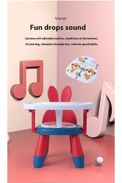 Yelajoy Baby Sounding Dinner Chair,With Dining Tray, U-shaped Rounded Corner,for Baby,Green Pink