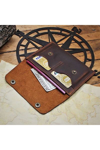 Z ZDK Leather Craft Sunset-Genuine Leather Passport Case - Crazy Travel Wallet