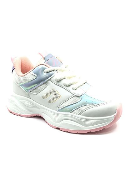 KCMN Cool Birian Lacing Look Velcro Sneaker Orthopedic Children's Sports Shoes Silver