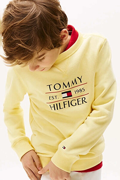 Tommy Hilfiger Erkek Çocuk Th Flag Sweatshirt - Sarı