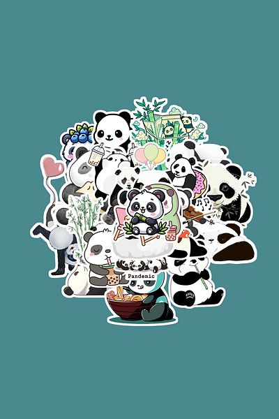 dadi ramba Panda Sticker Pack - Bullet Journal - Agenda - Planner - Laptop Sticker Sticker