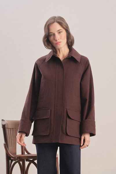 Mavlo Urban Waxed Canvas Jacket / Chocolate Brown