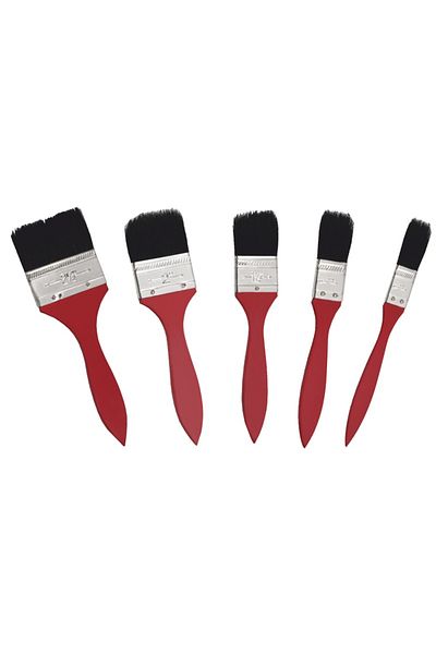 flores Set of 5 paint brushes, red, 24 mm, 35 mm, 50 mm, 62 mm, 70 mm