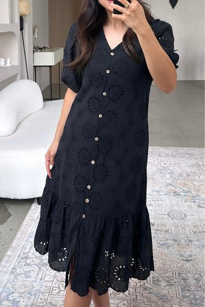 Suzi butik Rochie neagră cu 1 căptușeală pentru femei 26089