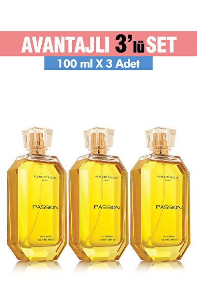 Alberto Taccini 3'Lü Set Alberto Taccini PASSION Kadın Parfümü -100 ml
