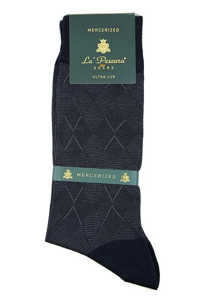 La Pescara Navy Blue Baklava Pattern Ultra Luxury Mercerized Single Men's Socks Crp325