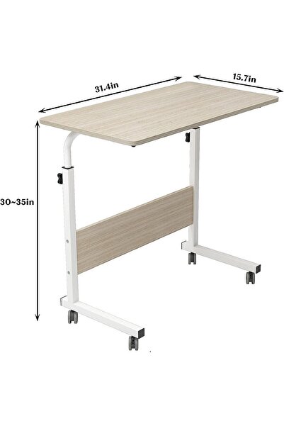 Yelajoy Maple Laptop Table Desk,with Removable wheels, 90x80x40cm, Durable Solid, for Bed Sofa, White