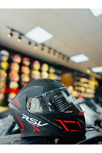 RSV FAZER MAT BLACK GRAY RED ÇENE AÇILIR GÜNEŞ VİZÖRLÜ MOTOSİKLET KASKI