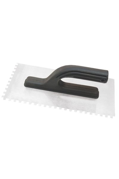 flores Stainless steel notched trowel, plastic handle, 125 x 270 mm