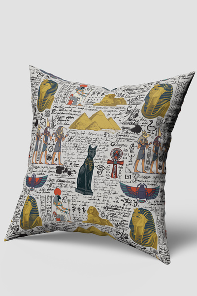 EsnafAli White Ancient Egypt Themed Throw Pillow Cover