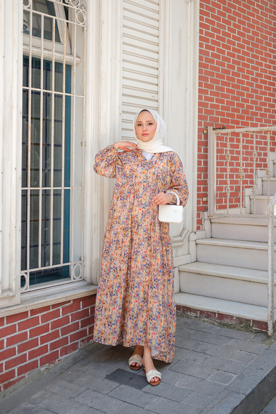 LOCCO Women's Floral Patterned Dress Yellow