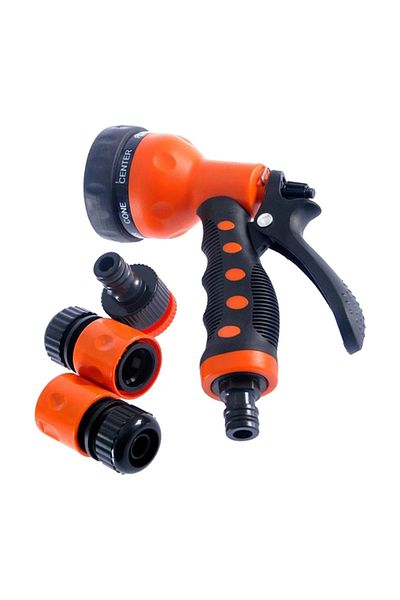 flores Spray gun with 3 accessories, 7 functions, 1/2", MD708, orange - black