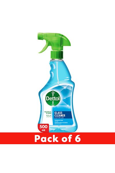 Dettol Glass Cleaner Spray Bottle, 500 ml X 6