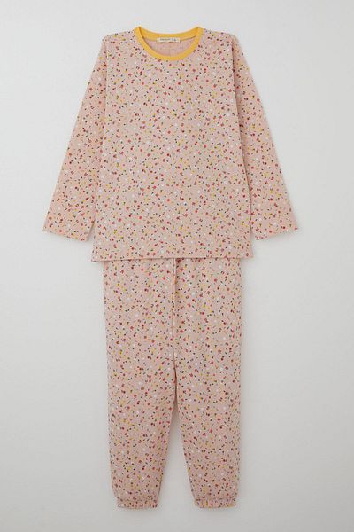 Breeze Girl's Pajama Set Colorful Tiny Flower Patterned 4-8 Years, Powder