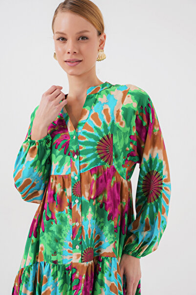 Bigdart 2423 Φόρεμα Hijab με αυθεντικό σχέδιο - Πράσινο 9