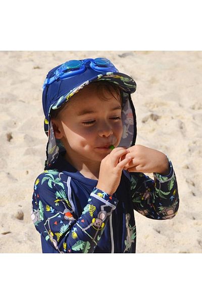 Banz Sun Protection Cap With Neck Protection, Jungle Mix, Various Sizes