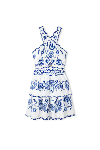 İpekyol Nakışlı halter yaka elbise