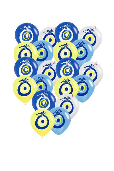RÖNESANS PARTİ Renaissance Circumcision Party Evil Eye Beaded Printed Mixed Balloon 20 Pieces