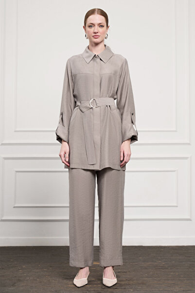 Nuss Belt Detail Trouser Suit 1050 Gray