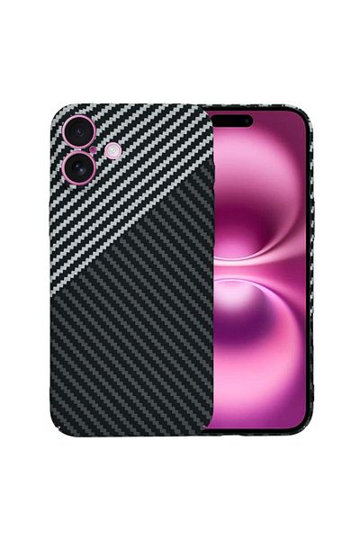 SKYDDAR INNOVATION Case for iPhone 16 Plus, carbon texture, Carbonite FiberShell, Gray, sticker set