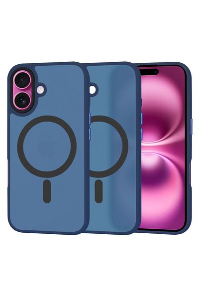 SKYDDAR INNOVATION Carcasă pentru iPhone 16 Plus, HaloFrost MagSafe, antișoc, set de autocolante, albastru marin