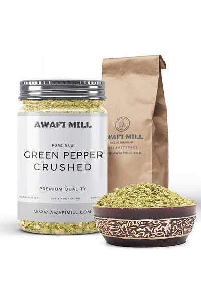 AWAFI MILL Green Pepper Crushed | Cracked Green Pepper - Bottle of 100 gram / 3.5 Oz