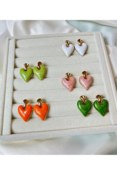 Orvix Accessories Heart Motif White Black Women Summer Earrings Gift Earrings Evening Dress Earrings Mother Earrings