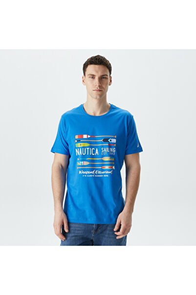 Nautica Erkek Mavi Standart Fit T-Shirt