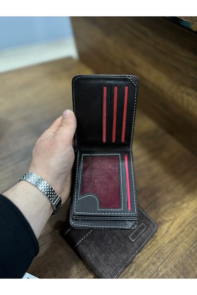 Carlino Faux Leather Men's Wallet with Denim Detail