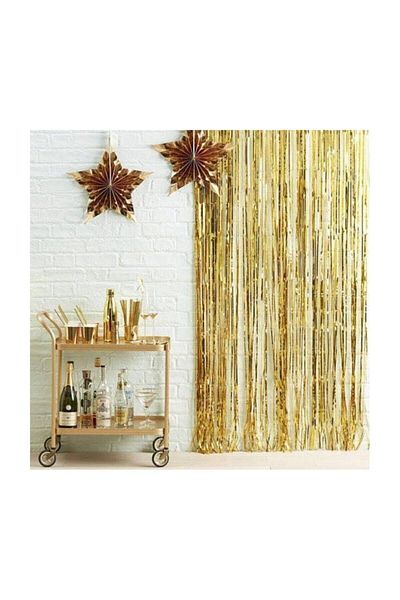 Deniz Party Store Metalized Background Curtain Wall Curtain Gold Color