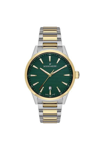 Jacques Philippe Jpqgs0973x8 Quartz Steel Gold/grey Green Dial 41 Mm Men's Wristwatch