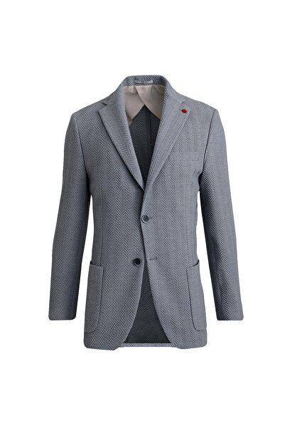 Uki MAVİ Mono Yaka, Torba Cep, Çift Yırtmaç Ceket