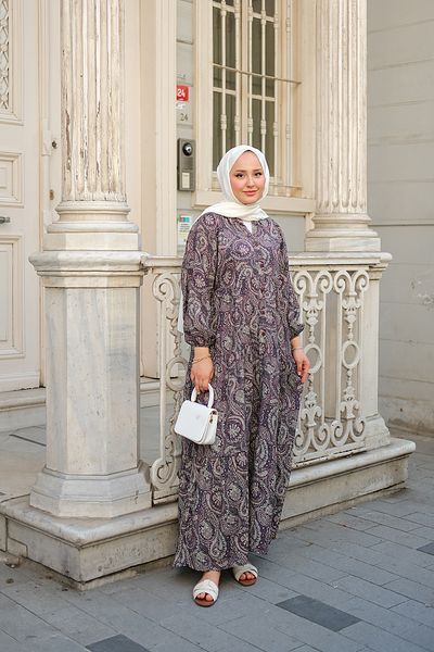 LOCCO Women's Ethnic Pattern Dress Plum