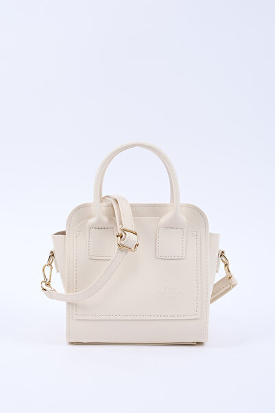 SHAKA Cream Shk219 Faux Leather, Zippered, Two Compartments, Adjustable Strap, Hand, Arm and Shoulder Bag
