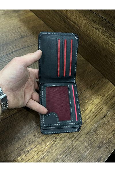 Carlino Faux Leather Men's Wallet with Denim Detail