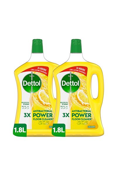 Dettol Power Floor Cleaner, Lemon Scent, 1.8l X 2