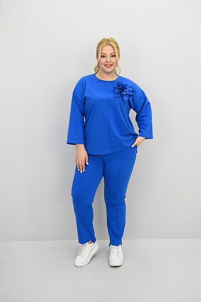 Koza Butik Women's Large Size Long Sleeve Floral Accessory Tracksuit Set 8182-25